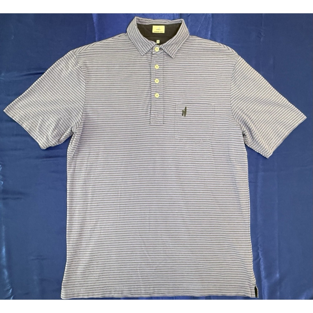 Johnnie O Hangin' Out Men's Small Polo Shirt Blue Stripe Stretch Surfer -Hanging